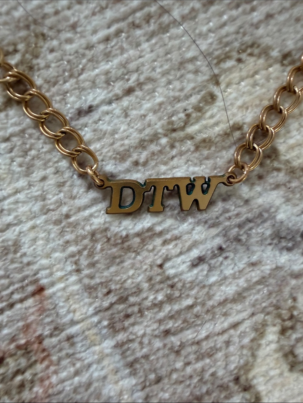 Gold DTW Letter Necklace - Waterproof Sweatproof OXB